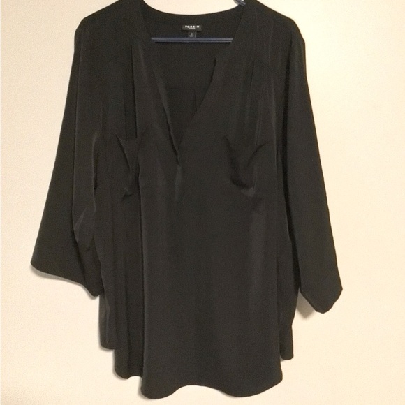 Torrid Womens 3X Black Harper Georgette Pullover 3/4 Sleeve Blouse Pockets - Picture 5 of 8